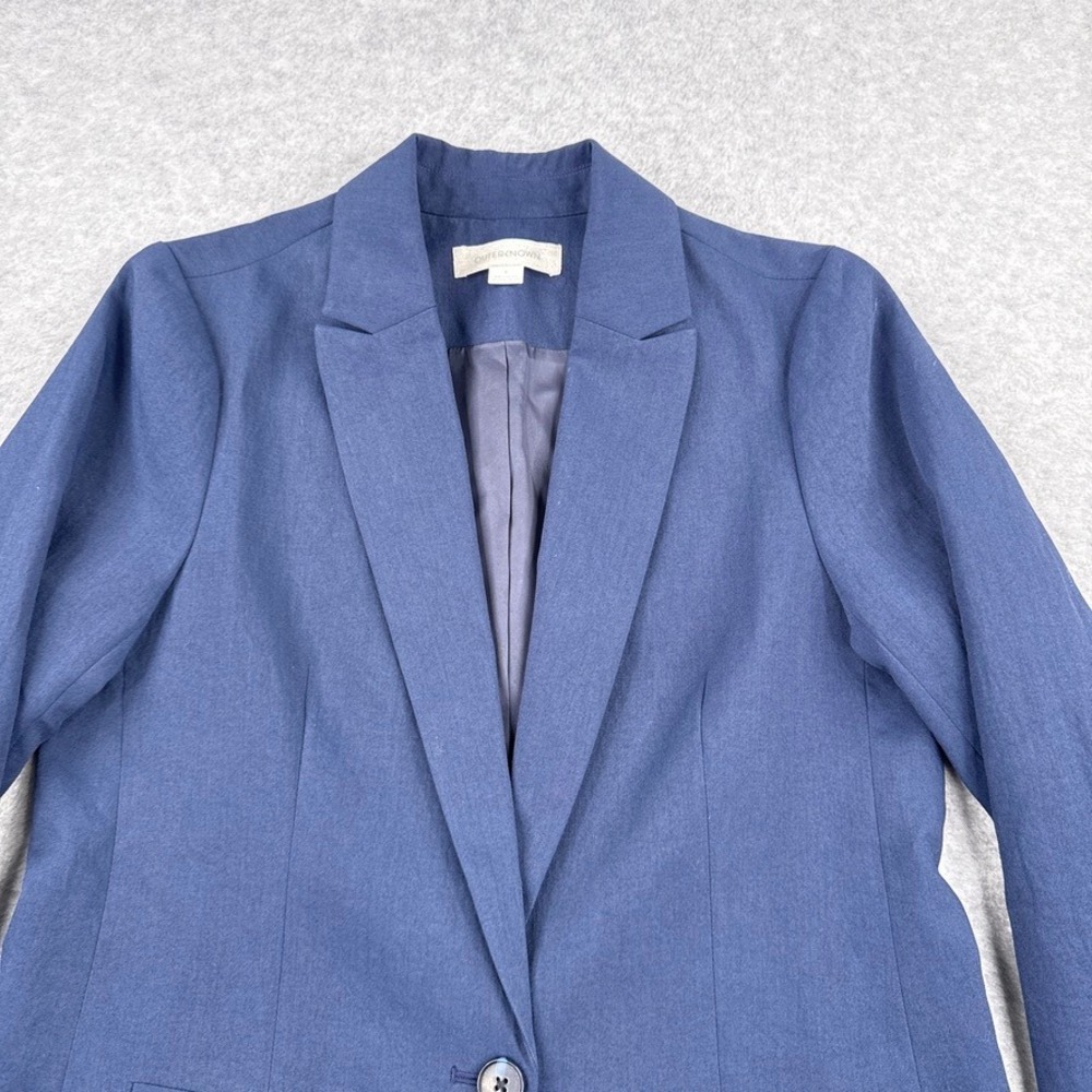 Outerknown Blazer Jacket Womens 6 Blue Single Button Sustainable Bemberg Cupro - Picture 3 of 11
